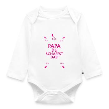 Papa Du Schaffst Das - Baby Anleitung Design - Baby Bio-Langarm-Body - Weiß - Vorne