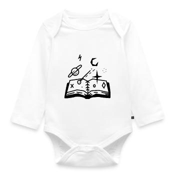 Buch Geschichte Weltall - Baby Bio-Langarm-Body - Weiß - Vorne