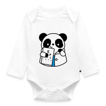 Ophthalmologist Optical Panda - Organic Longsleeve Baby Bodysuit - white - Front