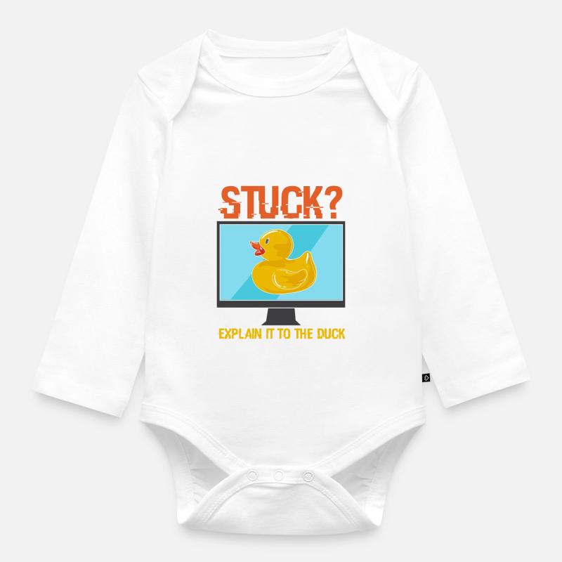 PROGRAMMING: Explain It To The Duck - Organic Longsleeve Baby Bodysuit - white