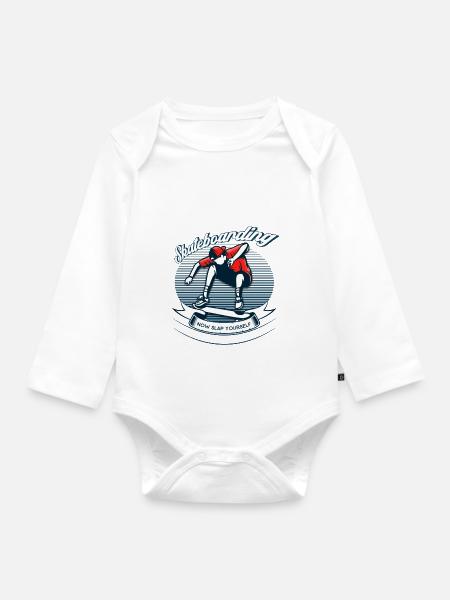 Skateboarder Skaten Skateboard - Baby Bio-Langarm-Body - Weiß