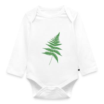 Grüner Farn Umriss - Baby Bio-Langarm-Body - Weiß - Vorne