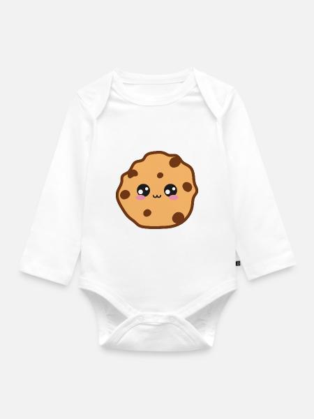 Cookie Niedlich Kawaii - Langærmet babybody, økologisk bomuld - hvid