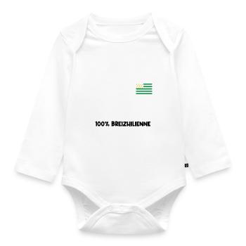 50% Bretonne 50% Brésilienne 100% Breizhilienne - Body Bébé bio manches longues - blanc - Devant
