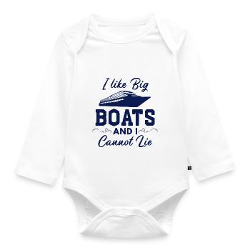 J’aime les Gros Boats et je ne sais pas faire de drôles - Body Bébé bio manches longues - blanc - Devant