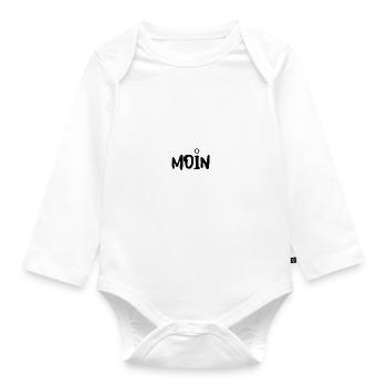 Ein neuer Hingucker als Print Sag einfach mal MOIN - Baby Bio-Langarm-Body - Weiß - Vorne