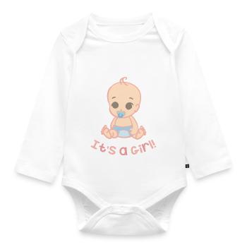 C'est une fille - Body Bébé bio manches longues - blanc - Devant