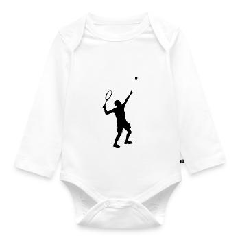 Tennis Aufschlag - Tennisspieler - Baby Bio-Langarm-Body - Weiß - Vorne