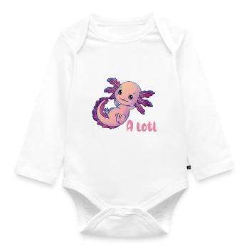 I like you a lot Wortwitz mit niedlichem Axolotl - Baby Bio-Langarm-Body - Weiß - Vorne