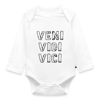 veni vedi vici latein Erfolg erfolgreich Caesar - Baby Bio-Langarm-Body - Weiß - Vorne