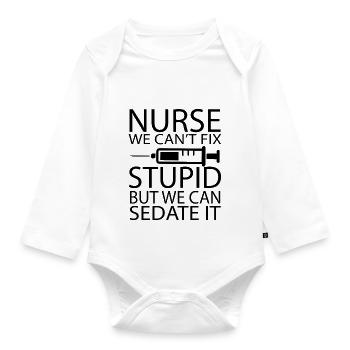 Nurse Krankenschwester Corona - Organic Longsleeve Baby Bodysuit - white - Front