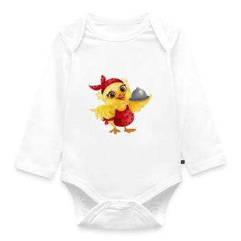 Kellnerin / Küken - Baby Bio-Langarm-Body - Weiß - Vorne