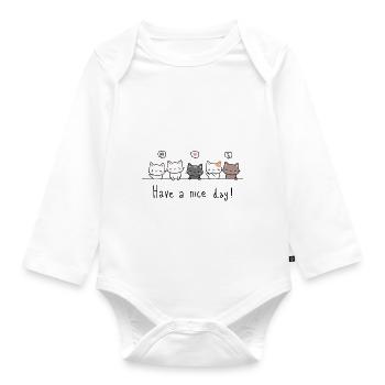 Kawaii Cat Women's T-Shirt - Organic Longsleeve Baby Bodysuit - white - Front