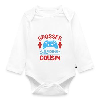 Werde großer Cousin Gamer Zocker Geschenkidee - Baby Bio-Langarm-Body - Weiß - Vorne