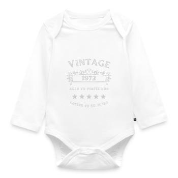 Jahrgang 1972 Prost 50 Jahre - Baby Bio-Langarm-Body - Weiß - Vorne