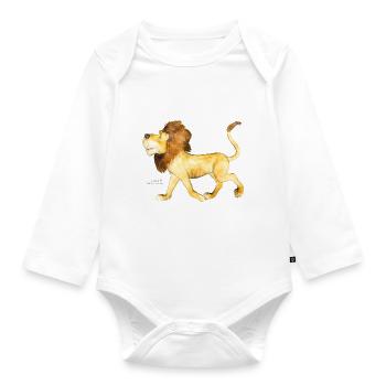 watercolored Lion by Sabina Elisabeth - Baby Bio-Langarm-Body - Weiß - Vorne