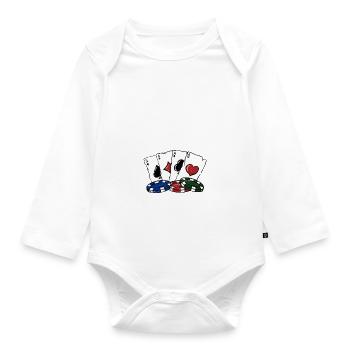 L’as est de retour Jeux de cartes Poker Card Player - Body Bébé bio manches longues - blanc - Devant