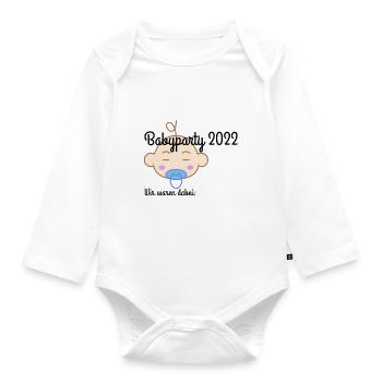 Babyparty 2022 Baby Junge Gästebuch Baby Party - Baby Bio-Langarm-Body - Weiß - Vorne