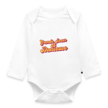 grande soeur danseuse je gère rétro 80s humour - Body Bébé bio manches longues - blanc - Devant