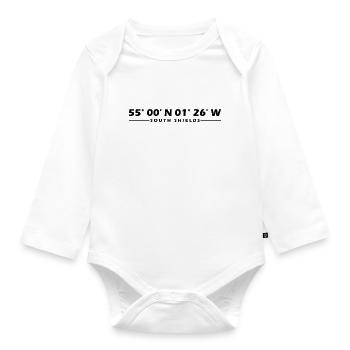 South Shields Koordinaten - Baby Bio-Langarm-Body - Weiß - Vorne