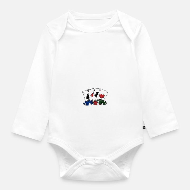 Facilement distrait par Poker & Boobs Funny Poker - Body Bébé bio manches longues - blanc