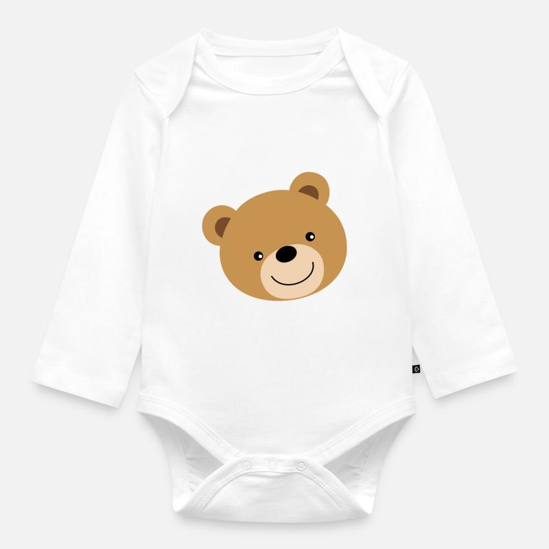 Teddybär Bär Bear - Baby Bio-Langarm-Body - Weiß