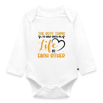 Valentins Tag Beziehung Liebes Spruch - Baby Bio-Langarm-Body - Weiß - Vorne