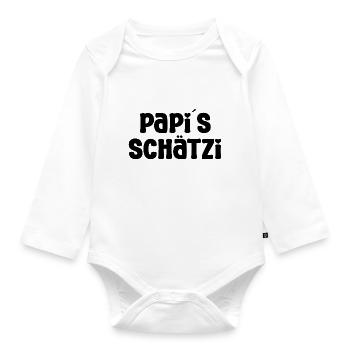 Papis Schätzi Papa Schweiz Papi Schweiz - Baby Bio-Langarm-Body - Weiß - Vorne