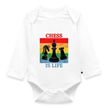 Farbiges Schach ist Leben T-Shirt - Baby Bio-Langarm-Body - Weiß - Vorne