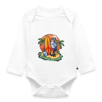Drôle de Shoebill Surf Lovers Cool Planche de surf Surf - Body Bébé bio manches longues - blanc - Devant