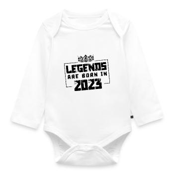 2023 legends born in - Organic Longsleeve Baby Bodysuit - white - Front