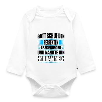 Erzgebirge Mann Namen Sachsen Mohammed - Baby Bio-Langarm-Body - Weiß - Vorne