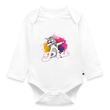 PIA - Beau nom avec une licorne tamponnant - Body Bébé bio manches longues - blanc - Devant