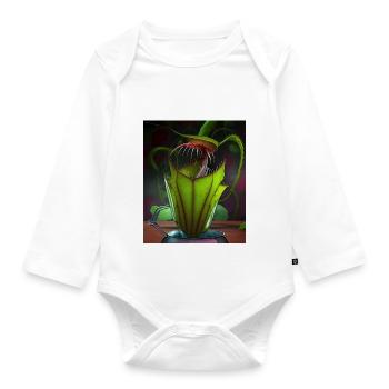 Lustige Grafik Krug Pflanzenkunst Coole Nepenthes - Baby Bio-Langarm-Body - Weiß - Vorne