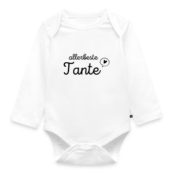 Beste Tante 2023 / Patentante / Du wirst Tante - Baby Bio-Langarm-Body - Weiß - Vorne