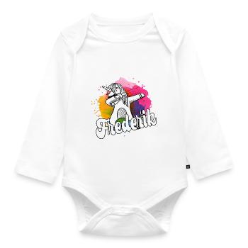FREDERIK - Beau nom de garçon avec licorne cool - Body Bébé bio manches longues - blanc - Devant