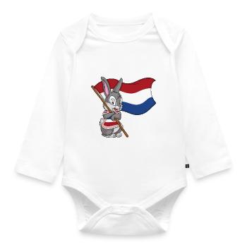 Lapin hollandais / Drapeau néerlandais - Body Bébé bio manches longues - blanc - Devant
