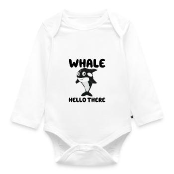 Whale Hello There - Organic Longsleeve Baby Bodysuit - white - Front