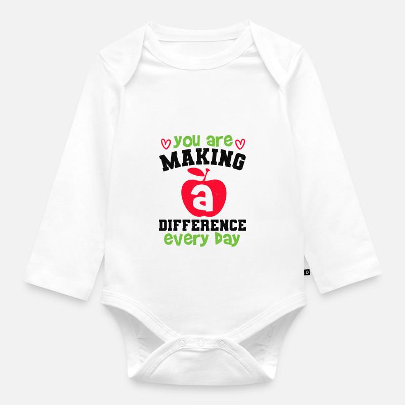 YOU ARE MAKING A DIFFERENCE EVERY DAY - Organic Longsleeve Baby Bodysuit - white