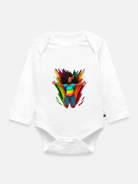 Vielfalt, Diversität, BLM, Regenbogen - Baby Bio-Langarm-Body - Weiß