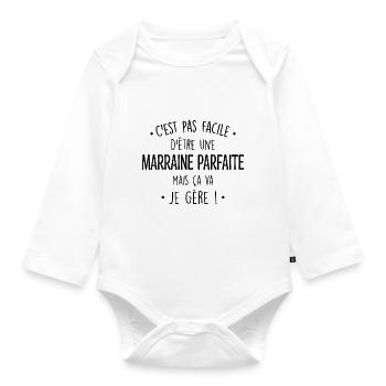 C'est Pas Facile D'être Une Marraine Parfaite - Body Bébé bio manches longues - blanc - Devant