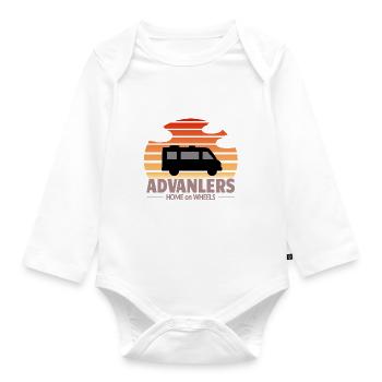 Advanlers Home on wheels Camper Freiheit T-Shirt - Baby Bio-Langarm-Body - Weiß - Vorne