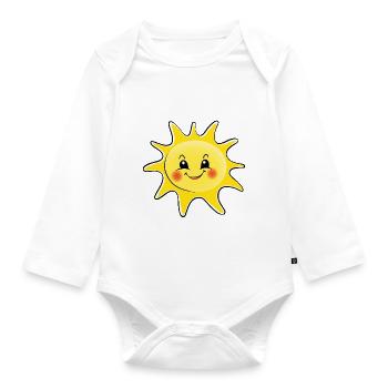 Süße Kawaii Sonne Lacht - Baby Bio-Langarm-Body - Weiß - Vorne