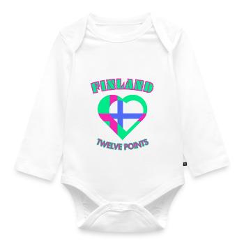 Finland Twelve Points - Suomi Kaksitoista Pistettä - Organic Longsleeve Baby Bodysuit - white - Front