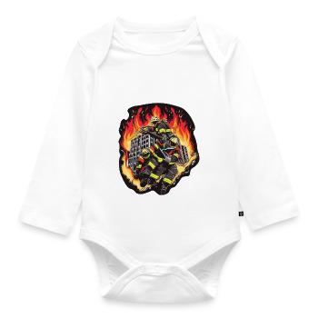 FEUERWEHRLEUTE RETTEN - Baby Bio-Langarm-Body - Weiß - Vorne