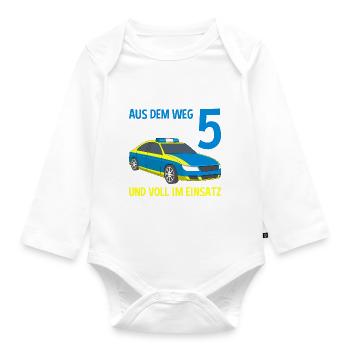 Polizist Einsatzleiter 5. Geburtstag Polizeiauto - Baby Bio-Langarm-Body - Weiß - Vorne