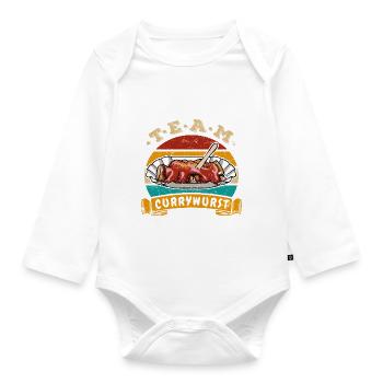 Team Currywurst - Fast Food - Vintage Retro - Baby Bio-Langarm-Body - Weiß - Vorne