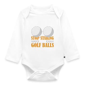 Arrêtez de regarder mes balles de golf 3 - Body Bébé bio manches longues - blanc - Devant