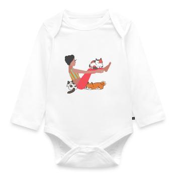 Tieryoga, Yoga,katze,hund, gymnastik - Baby Bio-Langarm-Body - Weiß - Vorne