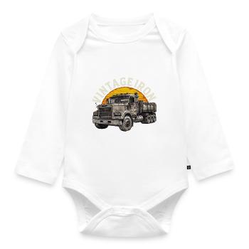 LKW Vintage Trucker Truckerfan Fernfahrer - Baby Bio-Langarm-Body - Weiß - Vorne